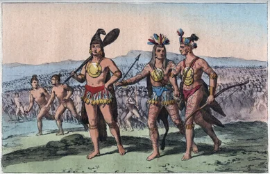 De leiders van Florida op weg naar de oorlog - gravure uit Usi e Costumi di Tutti i Popoli dell