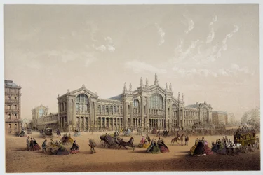 Het Gare du Nord - lithografie, 19e eeuw