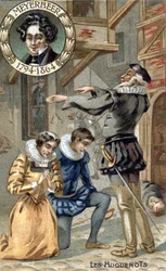 De Hugenoten, door Giacomo Meyerbeer (1794-1864). Chromo uit het einde van de 19e eeuw.