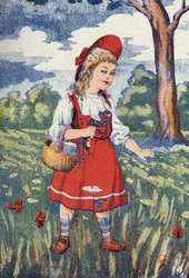 Roodkapje heeft bloemen. Illustratie voor 