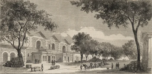 Het wijnmagazijn in Parijs in 1861 - Eaux de vie district
