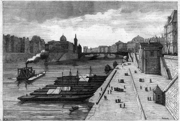 De appelwandeling op de kade van het stadhuis in Parijs in 1883