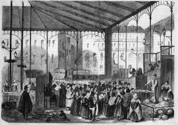 De centrale markt van Parijs: de vismarkt in 1858