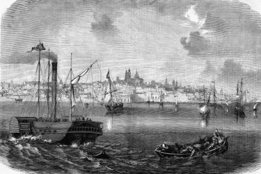 De stad Montevideo in Uruguay in 1864