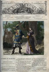 Het laatste gesprek van Marie Mancini (1639-1715) met Lodewijk XIV (1638-1715) voor zijn vertrek van het hof naar Brouage op 22 juni 1659, de ballingschap georganiseerd door kardinaal Mazarin om hem weg te houden van de koning - Illustratie uit 