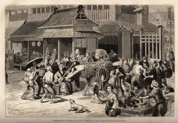 De belangrijkste attractie wordt gemaakt door de wonderbaarlijke springer die door hoepels gemonteerd op palen kan springen, die elkaar kruisen, en die ook een gebalanceerde kruik draagt op hun snijpunt; of een lange cilinder van bamboe latwerk doorkruisen