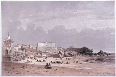 De nieuwe baden van de Côte des Fous en het casino in Biarritz, 19e eeuw
