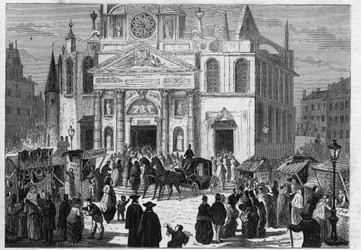 De noveen van Sainte Genevieve in de kerk van Saint Etienne du Mont (Saint-Etienne-du-Mont) in Parijs