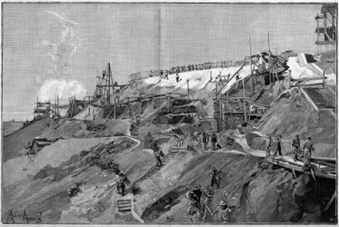 De zuidelijke steunwerken van Montmartre in Parijs, in 1887