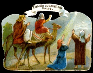De ster die aan de wijzen verschijnt om hen naar Christus te leiden