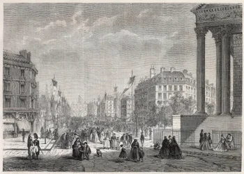 Transformaties van Parijs onder het Tweede Keizerrijk, Parijs Haussmann: decoratie van Boulevard Malesherbes, op de dag van de inhuldiging op 13 augustus 1861 - Gravure in 