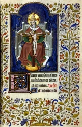 Drie-eenheid. Miniatuur, begin 15e eeuw. Bibl. Trivulziana, Milaan.