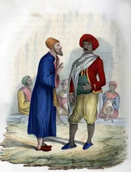 Twee mannen in de straten van Algiers in 1830. In 