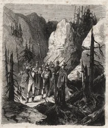 Tiroolse patriot Andreas Hofer (1767-1810) wordt gearresteerd (gravure uit 1879 in 