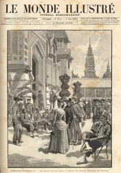 Universele Tentoonstelling 1889 - Inheemse soldaten voor het Koloniaal Paviljoen (Esplanade des Invalides). Omslag van 