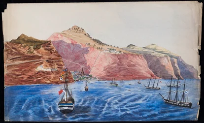 Uitzicht op Jamestown, St. Helena, ca. 1850