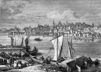 Uitzicht op de stad Warschau in Polen in 1812.