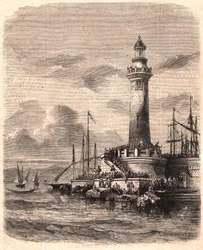 Uitzicht op de vuurtoren van Point of Joliette in Marseille in de 19e eeuw