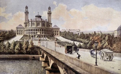 Zicht op het Palais du Trocadero (Parijs) in 1898.