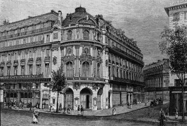 Zicht op het Théâtre du Vaudeville in Parijs.