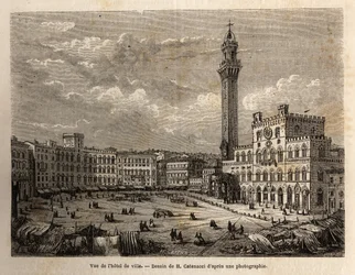Uitzicht op het stadhuisplein van Siena