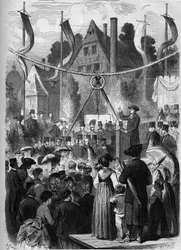 Wissembourg, Elzas, Frankrijk 1869: het leggen van de eerste steen van de Israëlische tempel.