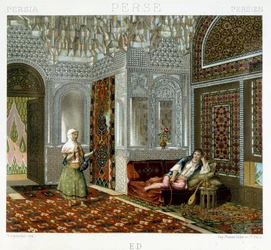 Vrouwen in een woonkamer in Perzië - in 