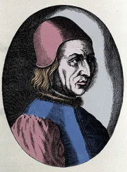 Portret van Angelo Poliziano (Poliziano Angelo) Italiaanse humanist 1454-1494. in 