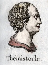 Portret van Themistoklès. in Grieks Themistoklès staatsman en Atheense generaal (ca. 525 v.Chr. tot ca. 460 v.Chr.) Gravure uit 1822.