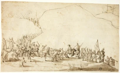 Calvarieberg (recto); Schets van onderbeen (verso)