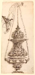 Tekening, wierookvat, 1730-60