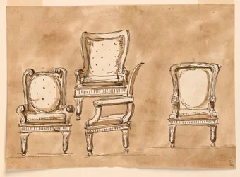 Tekening, stoelen, 1780-90