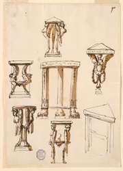 Tekening, consoletafels, ca. 1800