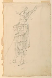 Tekening, Kostuumontwerp: Een hellebaard voor een ballet, ca. 1720