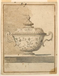 Tekening, Gedekte keramische schaal, 1750-90