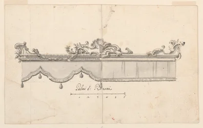Tekening, Kuif van een baldakijn (V: figuurschetsen), ca. 1750-75