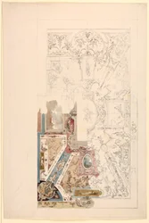 Tekening, ontwerp voor een plafond, 1750-1800