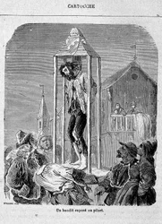 Een bandiet blootgesteld aan de schandpaal - in 