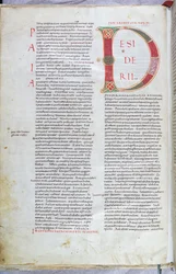 Een pagina uit de 11e-eeuwse Bijbel met hoofdletter D