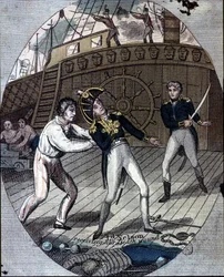 De dood van admiraal Nelson bij de Slag bij Trafalgar, aan boord van zijn schip, de 