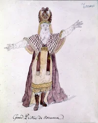 Antonio Salieri (1750 - 1825), een personage uit de opera Tarare opgevoerd in Parijs in juni 1787.