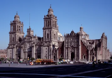 Barokkunst: uitzicht op de Metropolitane Kathedraal van Mexico-Stad. 18e eeuw Mexico