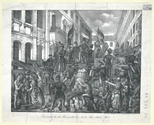 Barricade bij de universiteit op 26 mei 1848 in Wenen