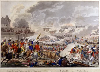 Slag bij Waterloo op 18 juni 1815. gravure 19e eeuw