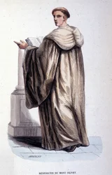 Benedictijn van de Mont Olivet. Gravure uit een album over religieuze orden, Parijs