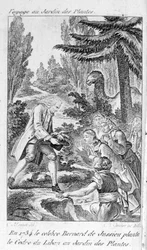 Bernard de Jussieu, Franse botanicus (1699-1777) plant een ceder uit Libanon in de plantentuin van Parijs