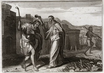 Royaumont Bijbel, Oude Testament: Rite van Saul. Samuel, in opdracht van God, heiligde Saul tot koning van de Joden. Illustratie uit 1811.