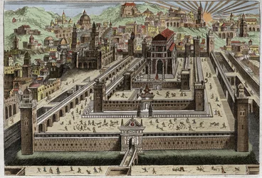 Bijbel van Royaumont, Oude Testament: Tempel van Salomo - Salomo bouwde de Tempel in Jeruzalem - Illustratie uit 1811