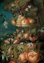 Vogels en vruchten in een landschap (detail)