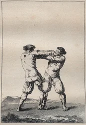 Bretonse worstelaars gravure in 
